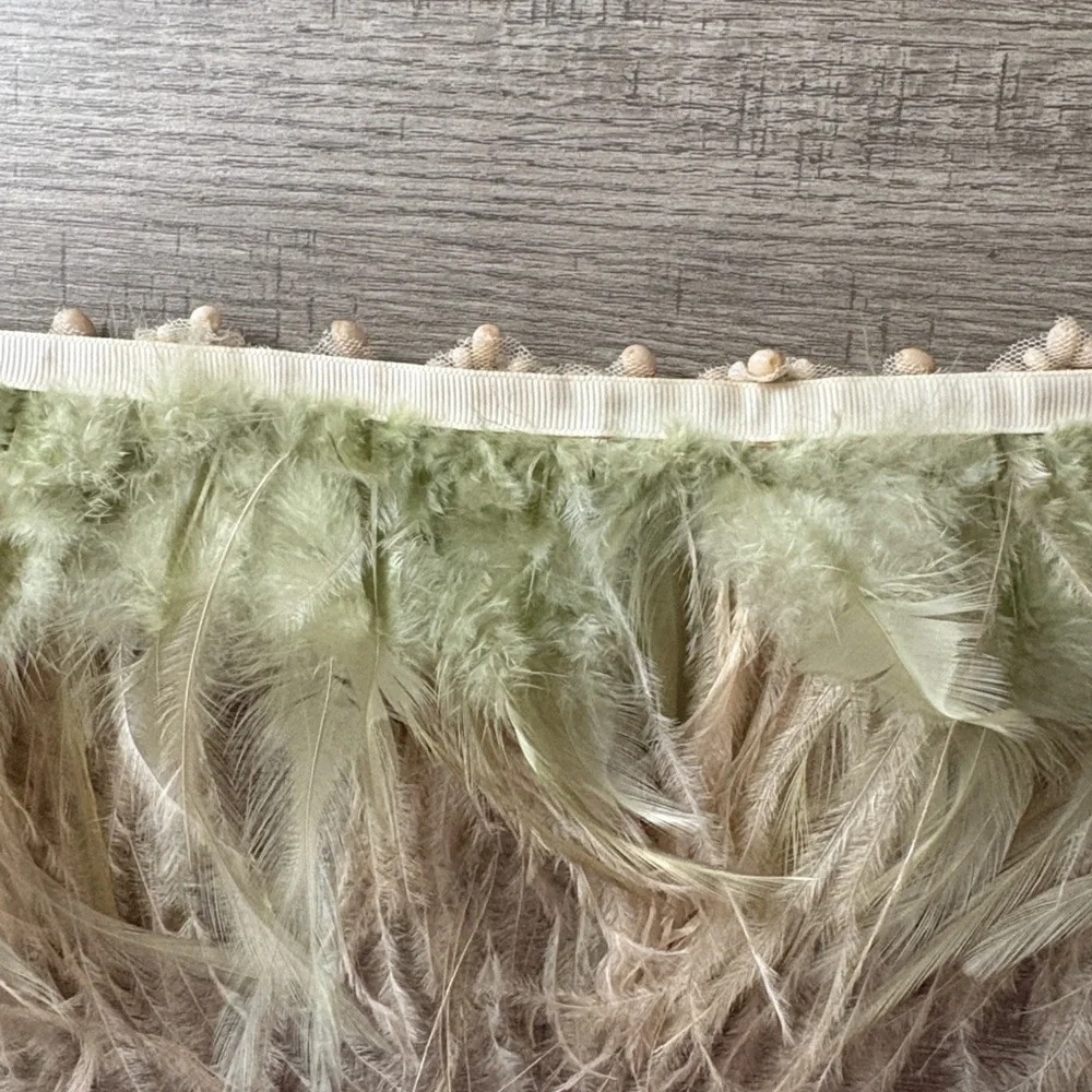 ANTHROPOLOGIE Cream Beaded Feather Trim Belt - Picture 5 of 9